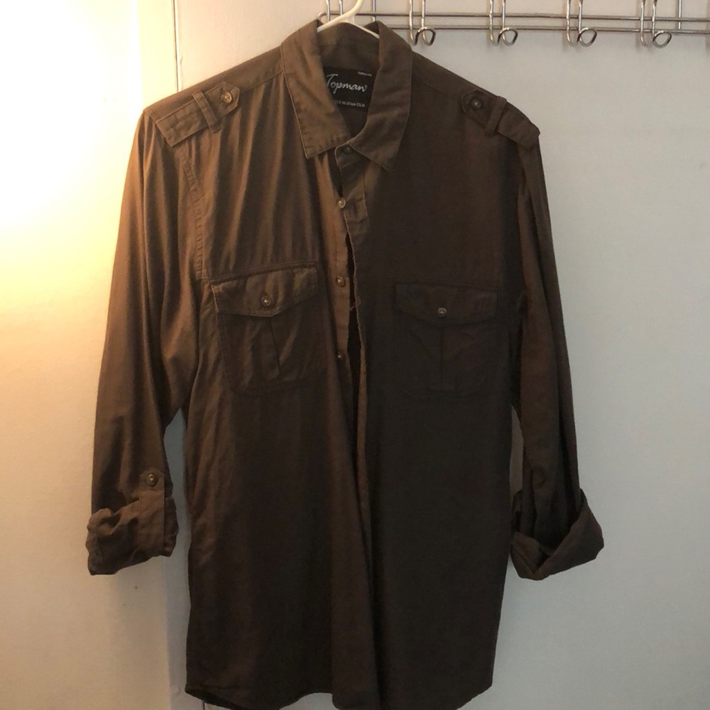 Topman OLIVE button down - Picture 2 of 5